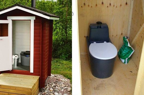 Banheiro de madeira para uma residência de verão com suas próprias mãos